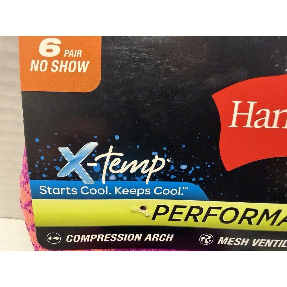 Hanes Womens 6 Pair Performance Cool Compression Heel Shield Socks - Size 8-12